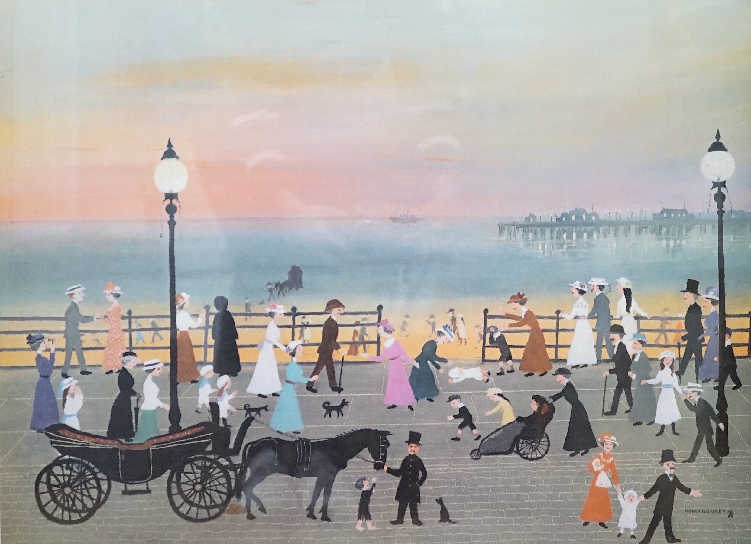 Helen Bradley (1900-1979), limited edition print, 'Evening on the promenade, Blackpool Sands, signed in pencil, 45 x 60cm